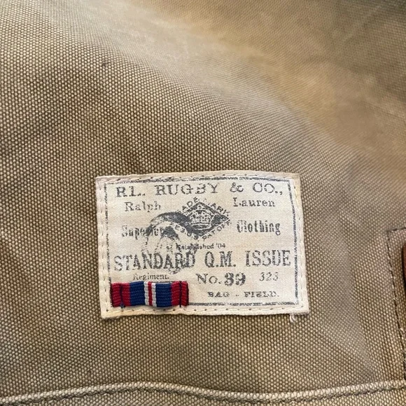 Polo Ralph Lauren Rugby VINTAGE/ Tan Khaki Canvas Messenger/ Laptop Bag - Picture 8 of 9
